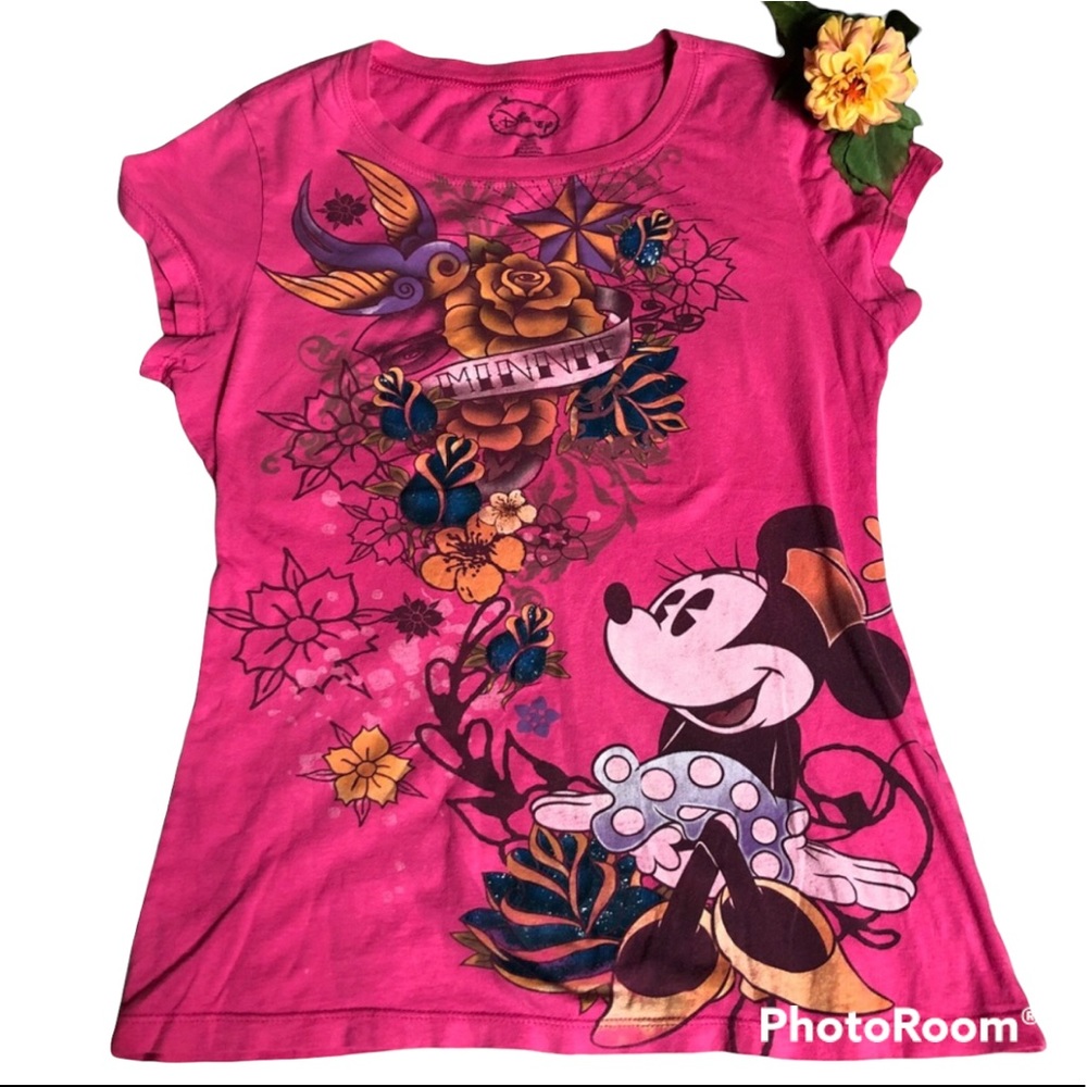 Disney Minnie Mouse Pink Art Graphic Tee XL